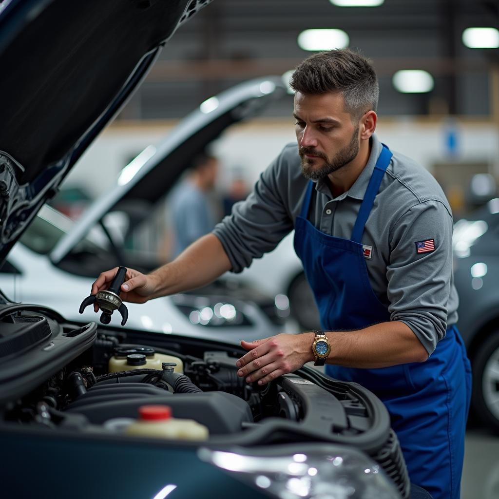 Mechanic Inspecting a Car During Regular Service