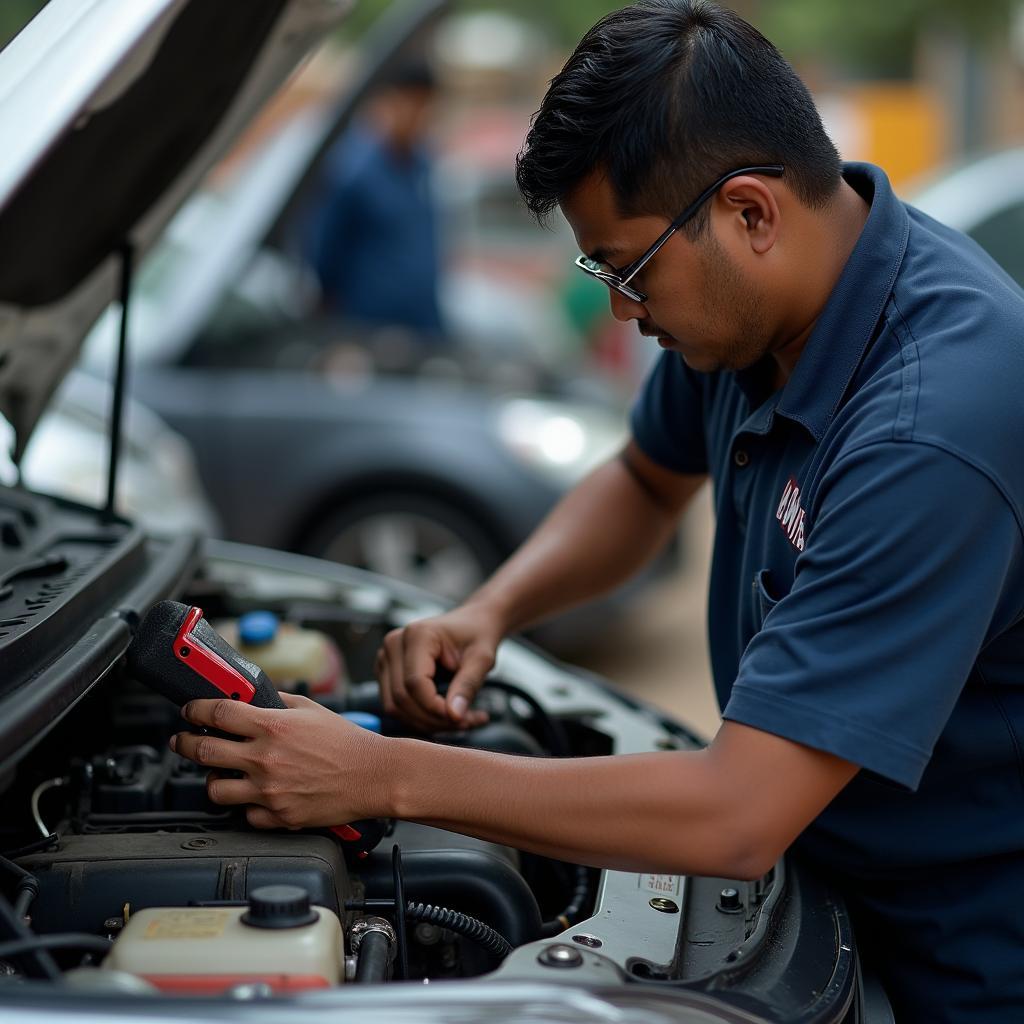 Independent Honda Mechanic in Nashik Working on a Vehicle