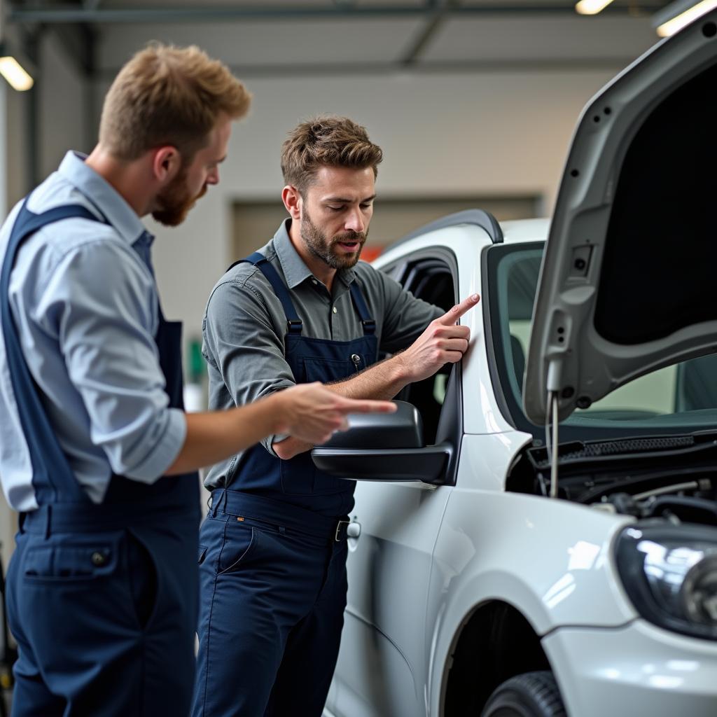 Insurance Adjuster Inspecting Vehicle