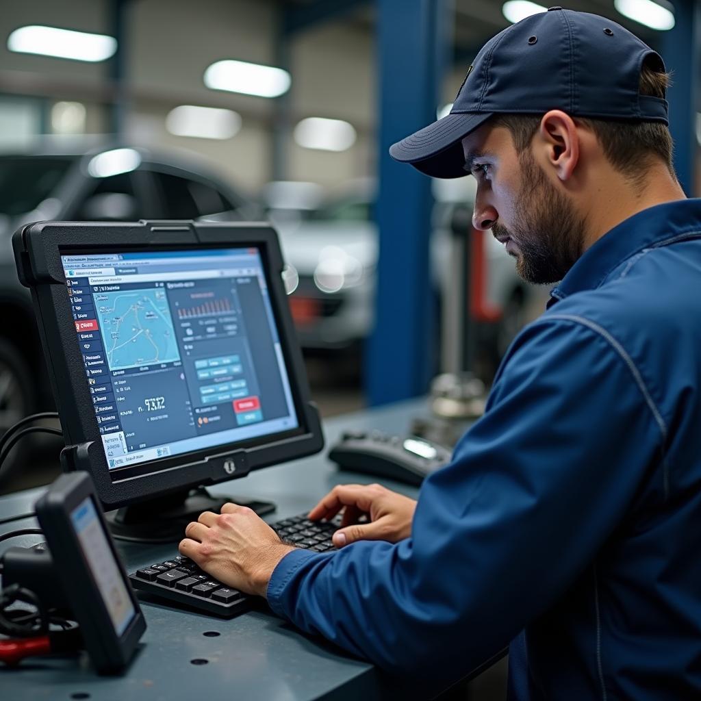 Modern diagnostic equipment used in a Jammu car service center