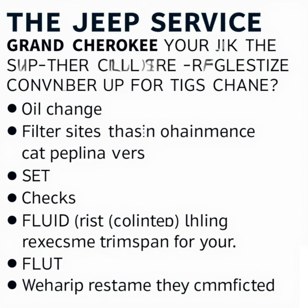 Jeep Grand Cherokee Routine Service Checklist