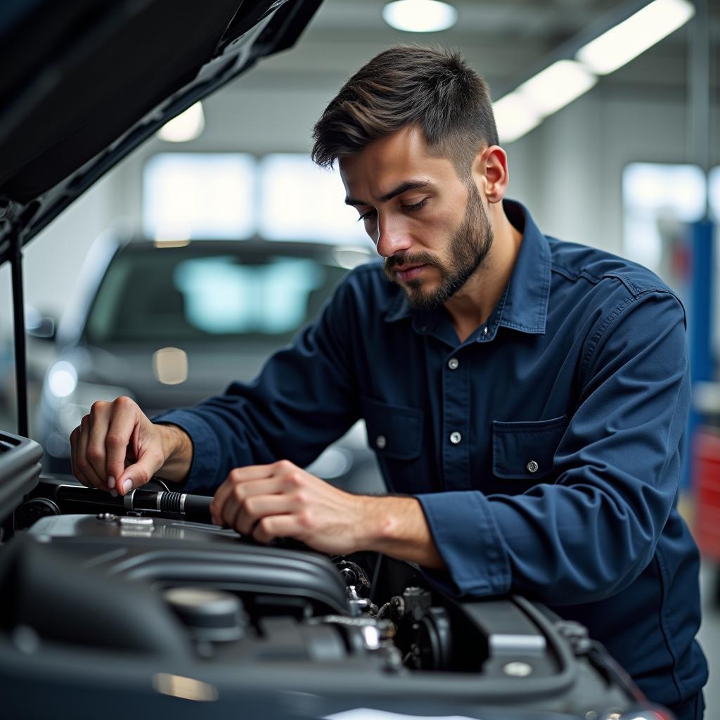 Kamman specialist working on a car engine