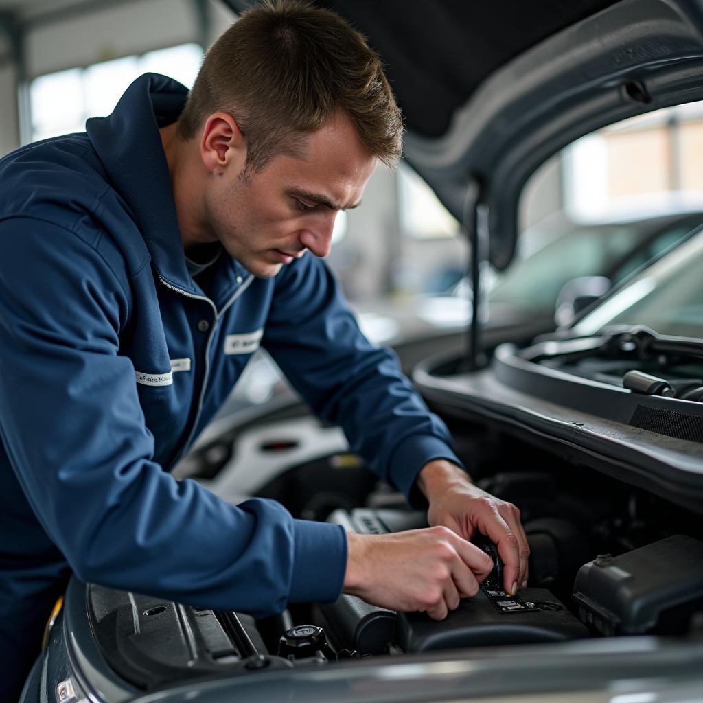 Kidderminster Car Service Mechanic Working Under the Hood