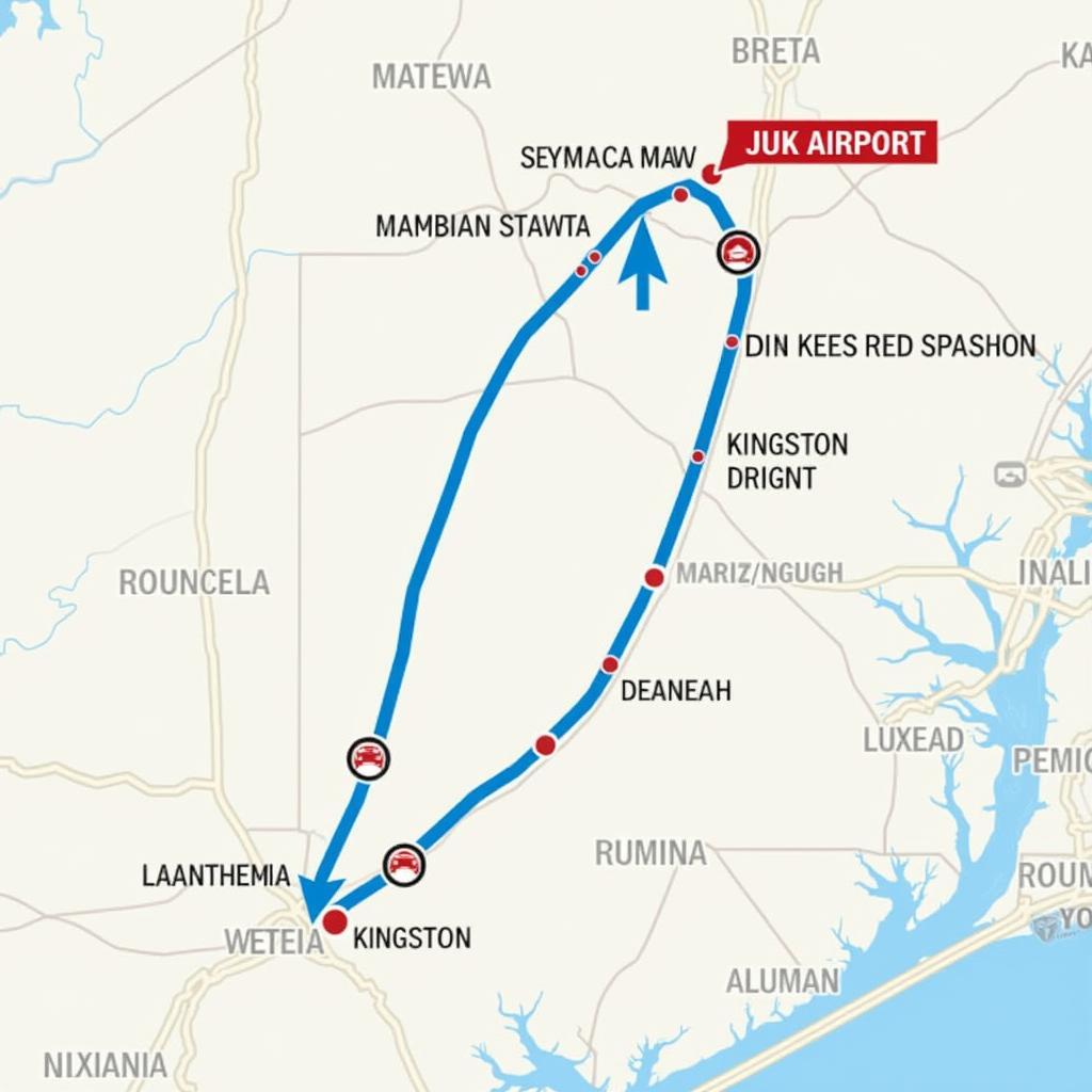 Kingston to JFK Travel Route Map