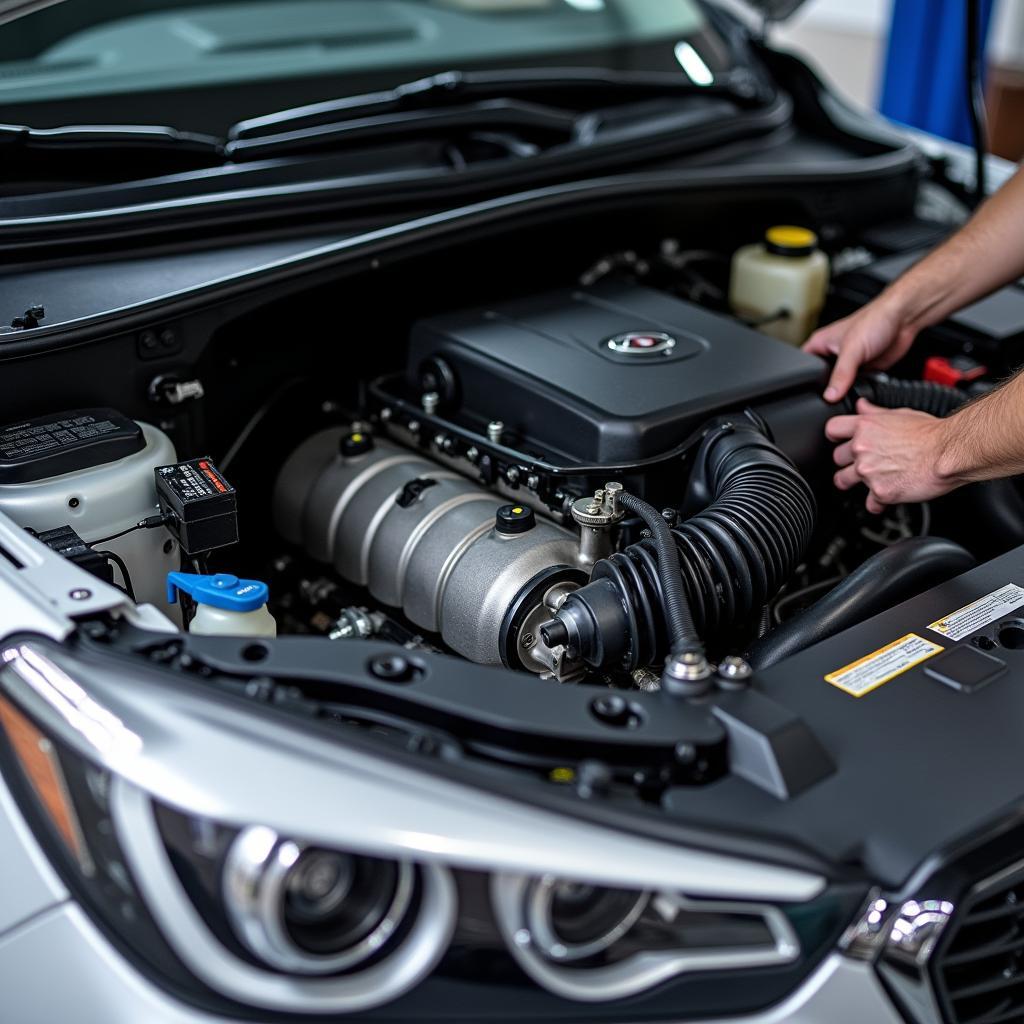 Korean Car Engine Bay Closeup