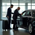 LAX Black Car Chauffeur Assisting with Luggage