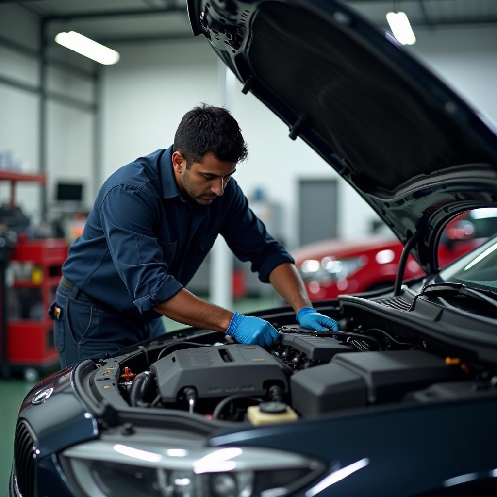 Experienced Mechanic Working on a Car in Jaipur