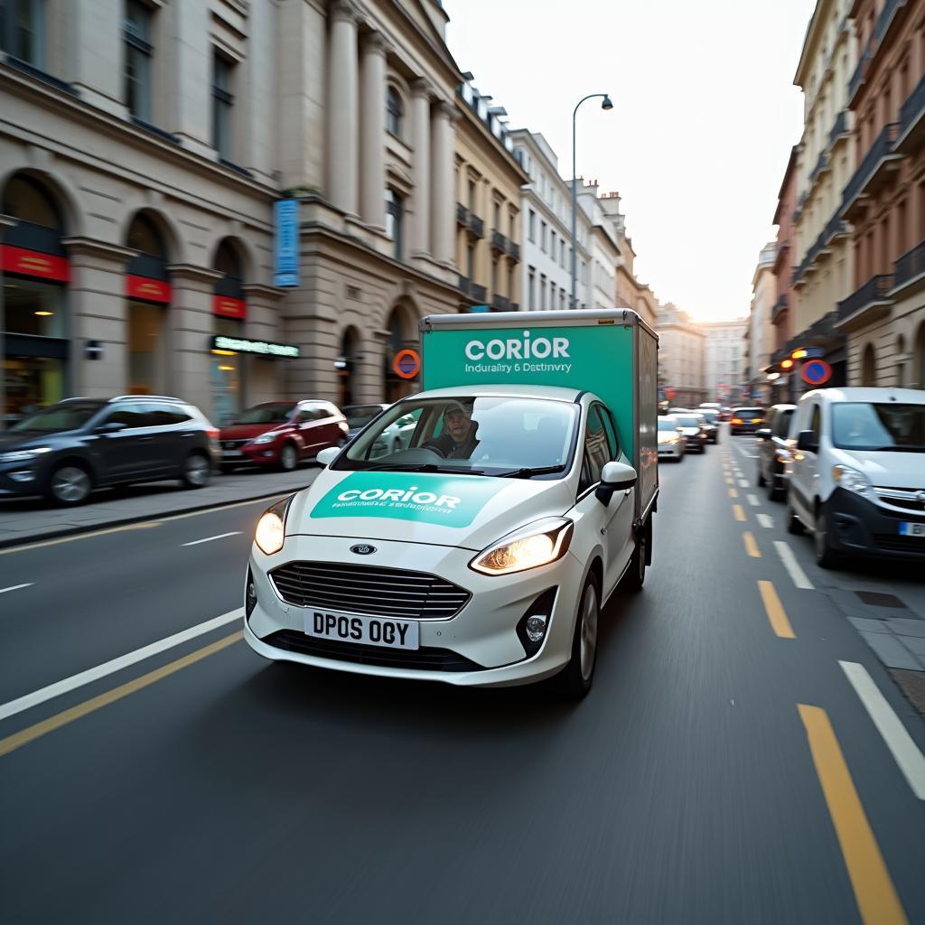 London Courier Car Delivery in Busy City Streets