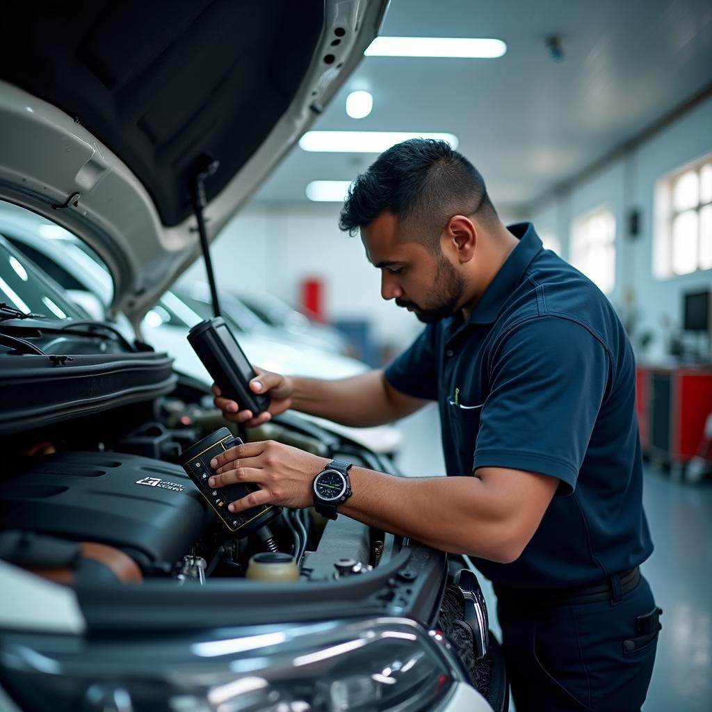 L R Car Service Center Medavakkam Technician at Work