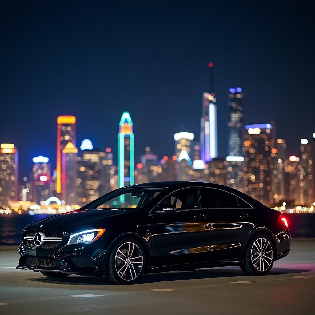 Luxury Black Car in Night City