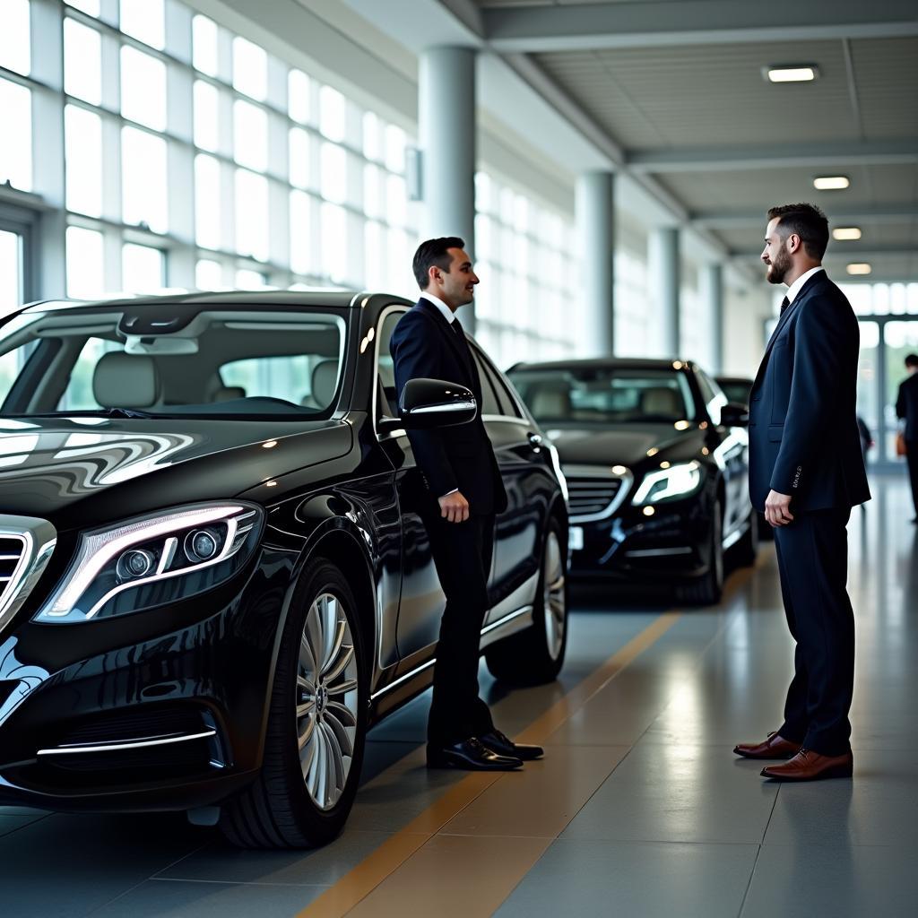 Luxury Car Fleet Waiting for Airport Pickup