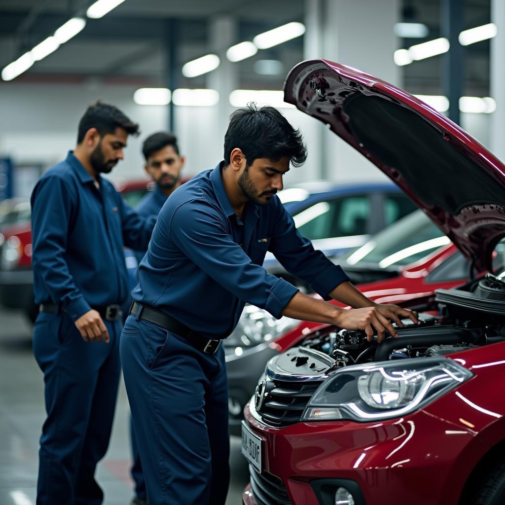 Expert Technicians at a Madurai Car Service Center