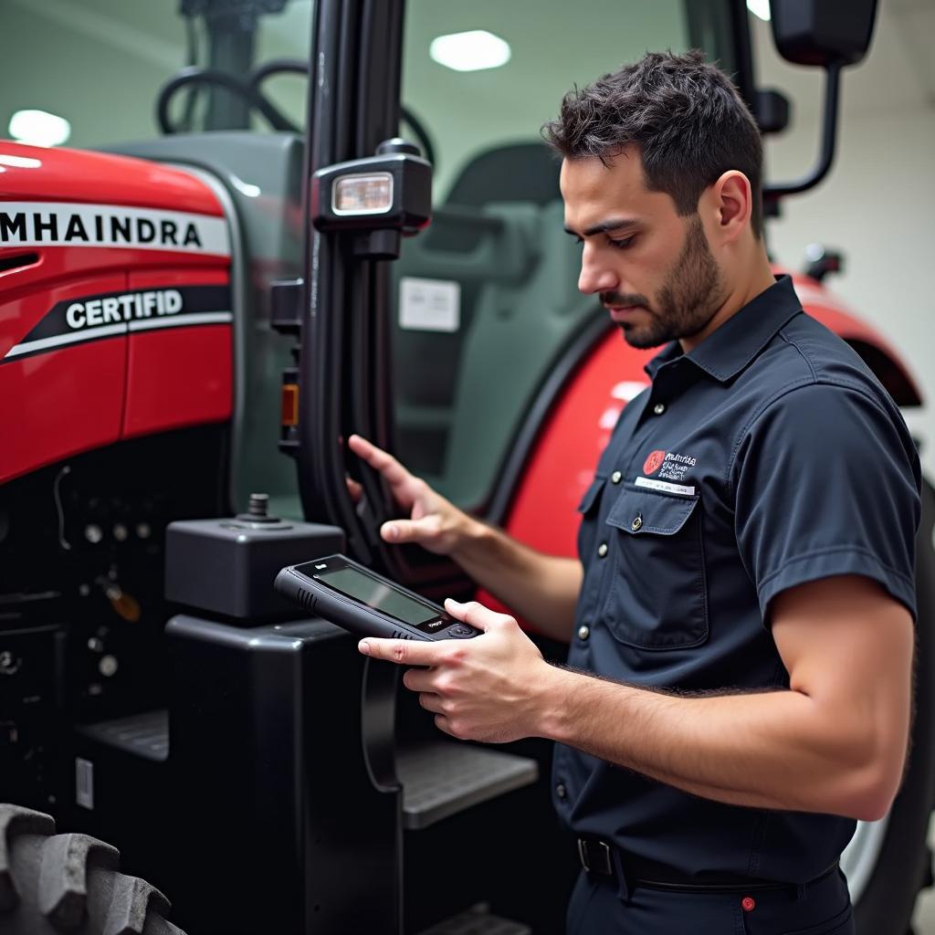 Mahindra Certified Technician Working on a Vehicle