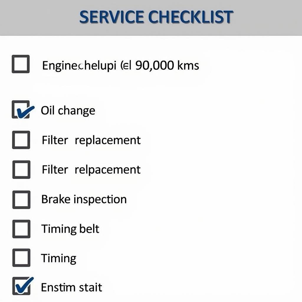 Maruti 800 90,000 km Service Checklist