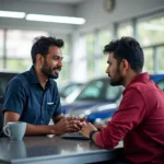 Customer Interacting with Service Advisor at Maruti Service Center in East Tambaram