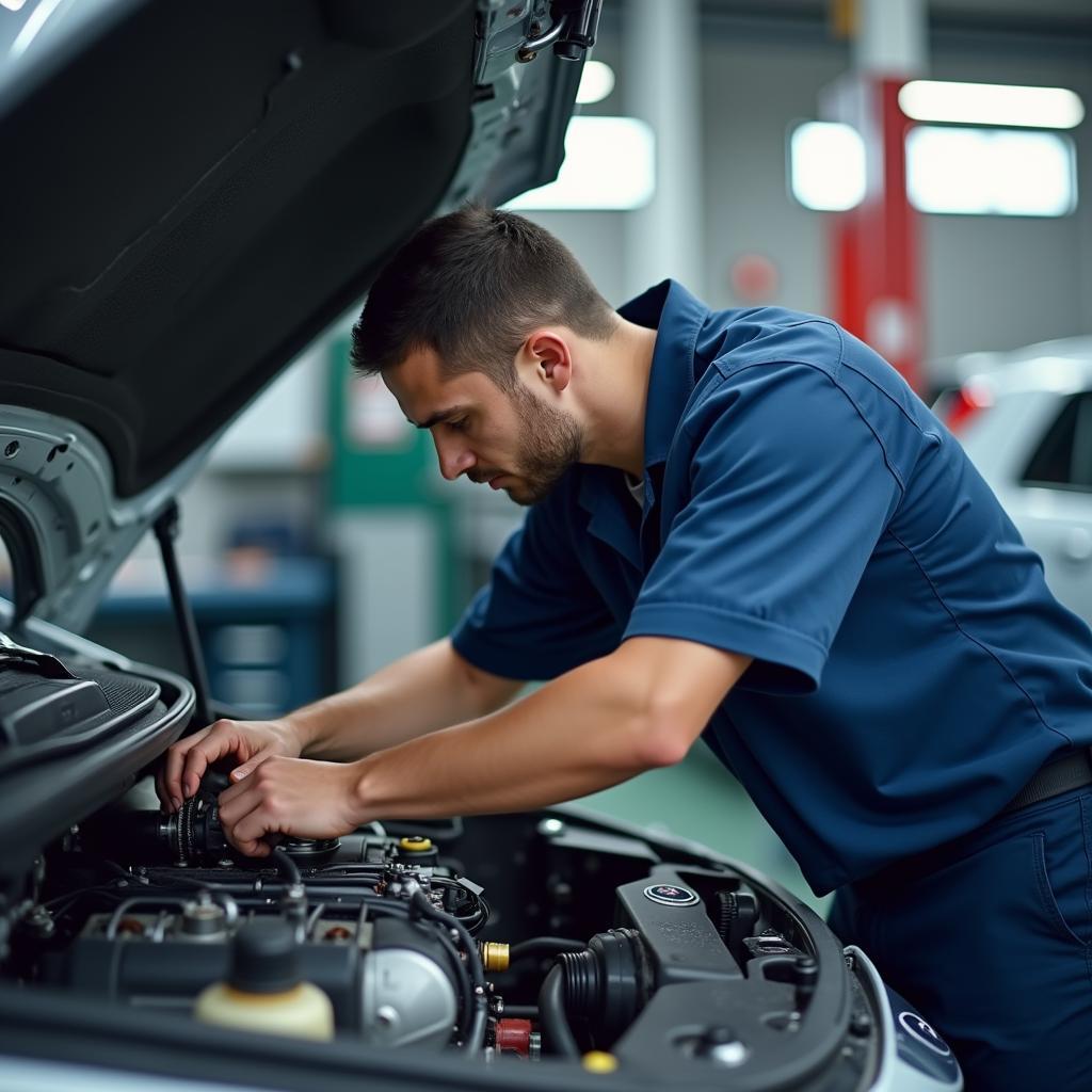 Experienced Mechanic Working on a Maruti Suzuki Engine in Gurgaon