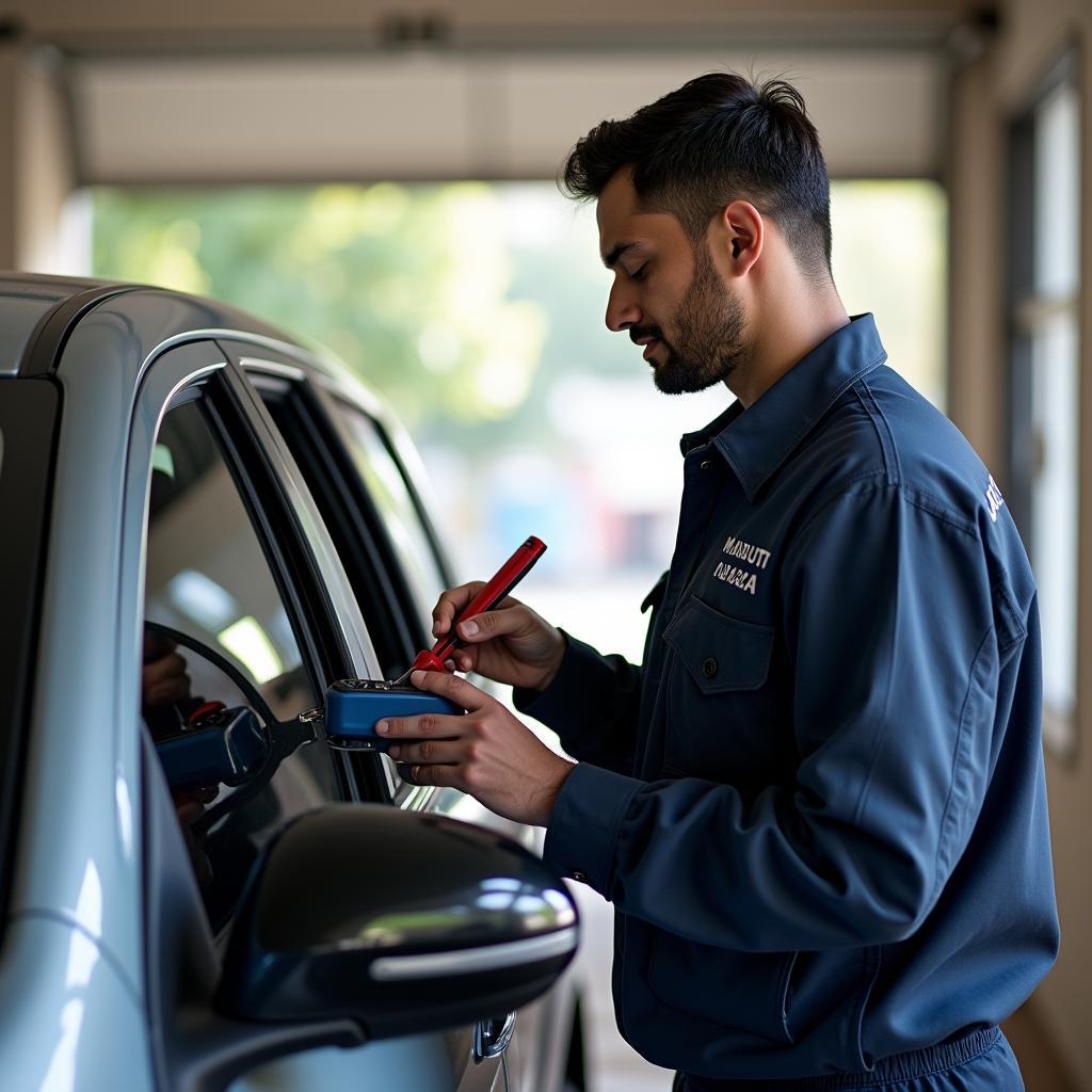 Maruti Nexa Technician Performing At-Home Service