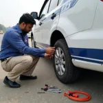 Maruti Suzuki On Road Service Technician Assisting Driver