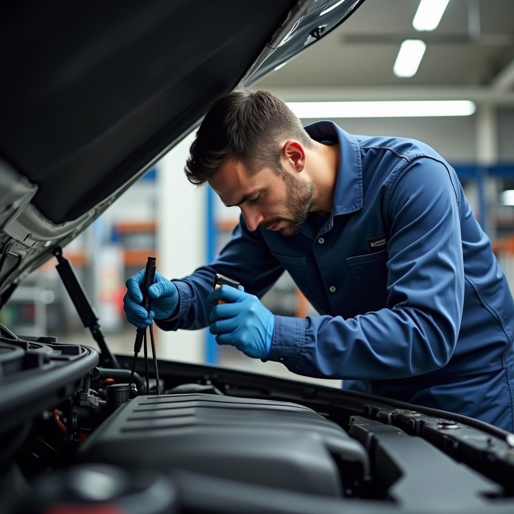 Mechanic Checking Car Engine