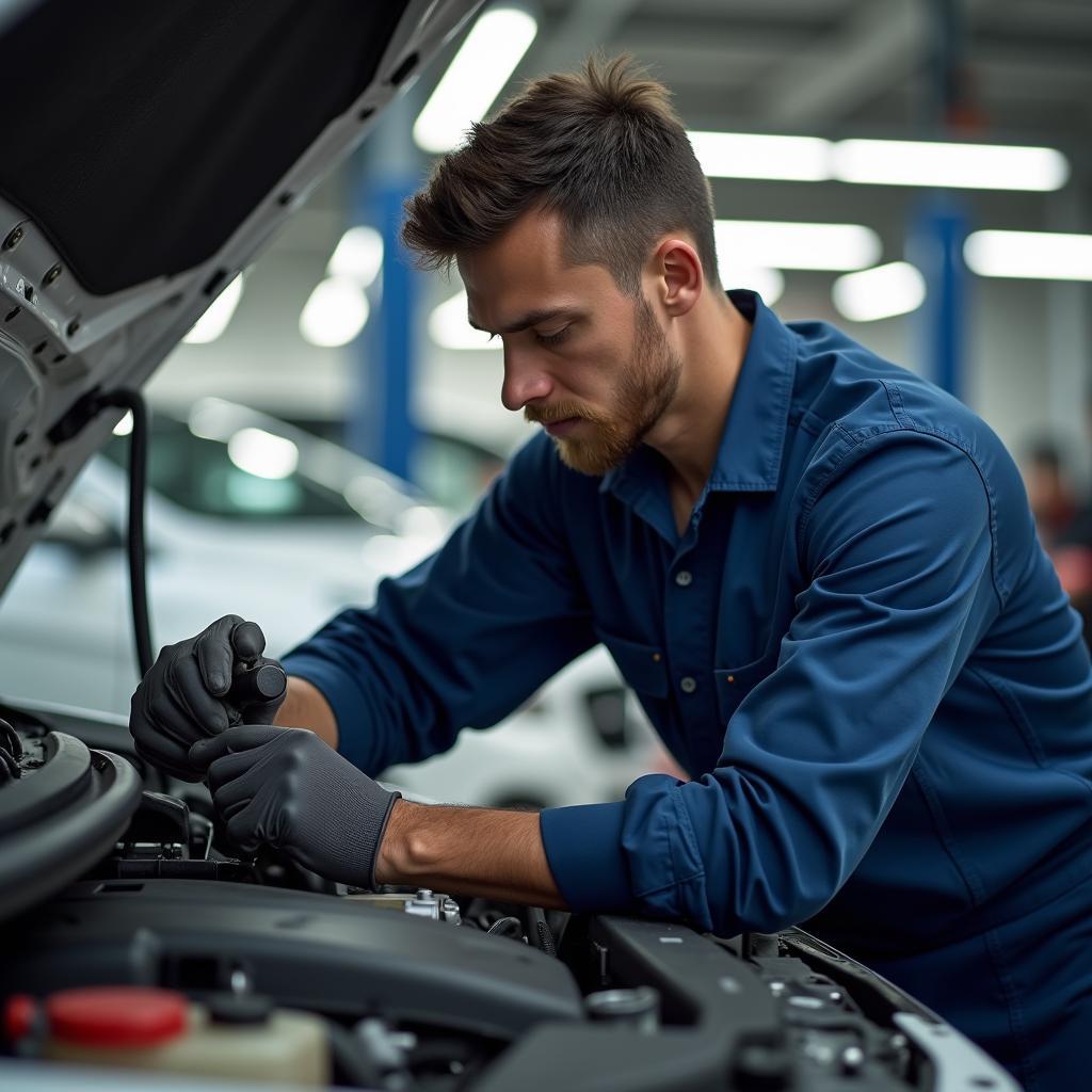 Mechanic Checking Car Engine in Delhi