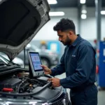 Mechanic Checking Car Engine in Coimbatore Near NGGO Colony