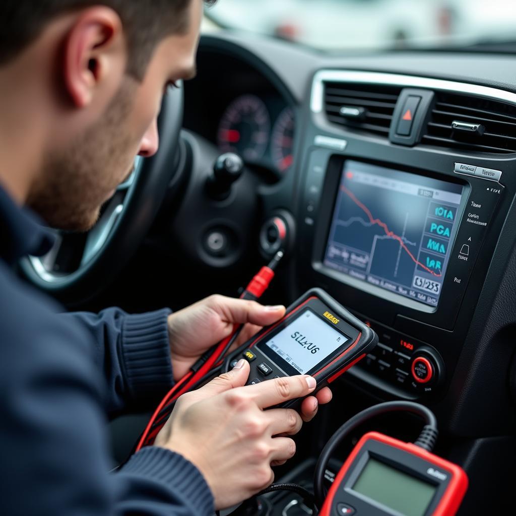 Mechanic Checking Car's Electronic Stability Control System