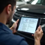 Mechanic Explaining Car Issue to Customer Using a Tablet