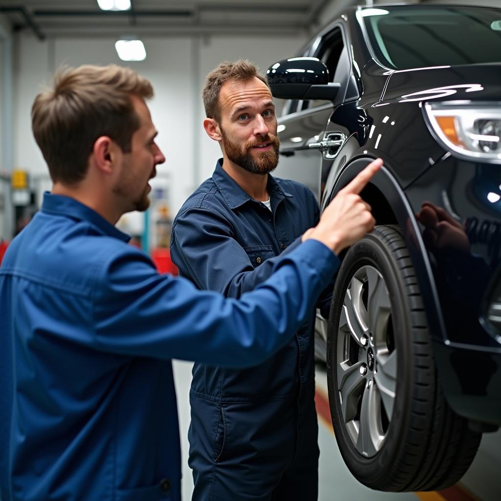 Mechanic Explaining Car Repair to Customer