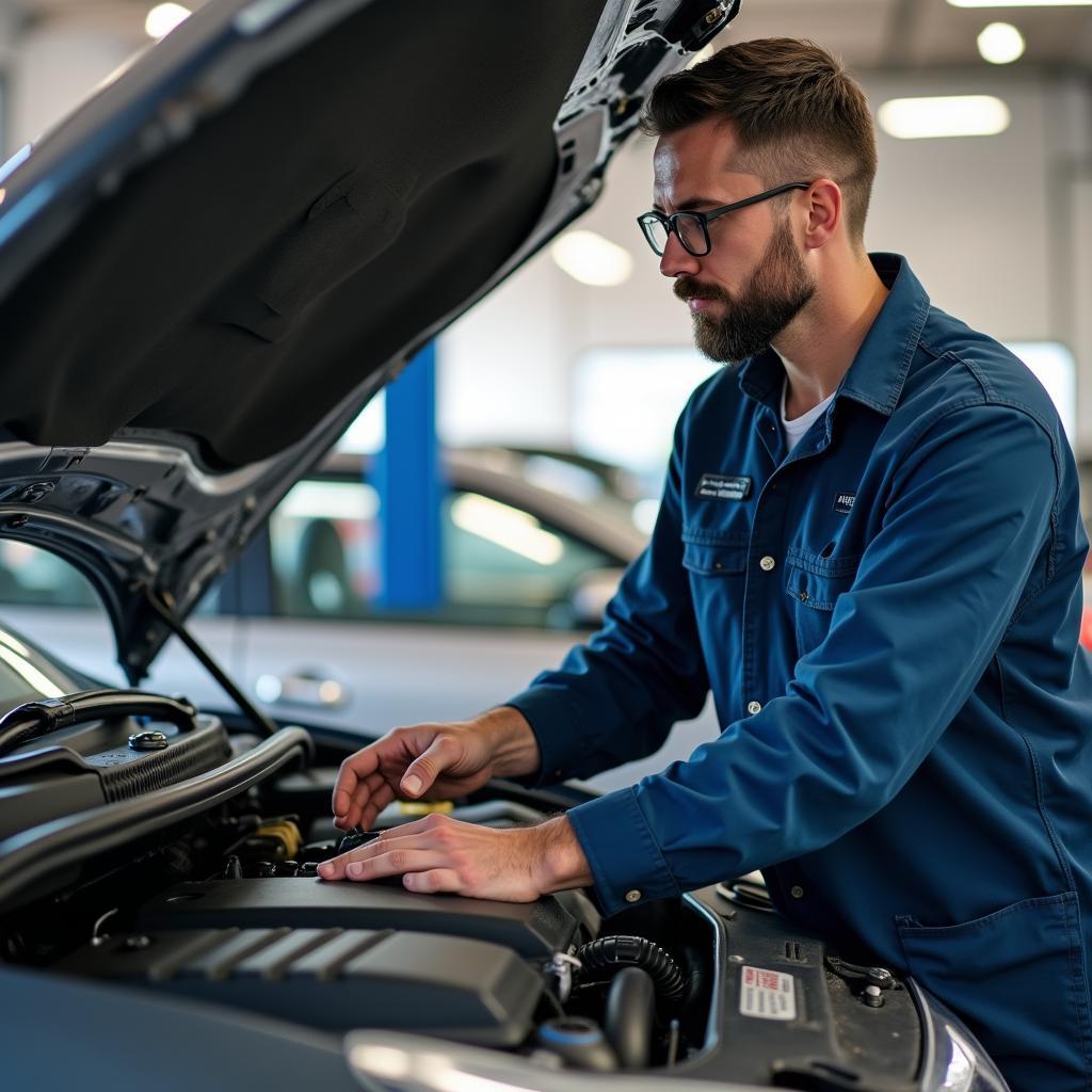 Mechanic Explaining Car Repair to Customer