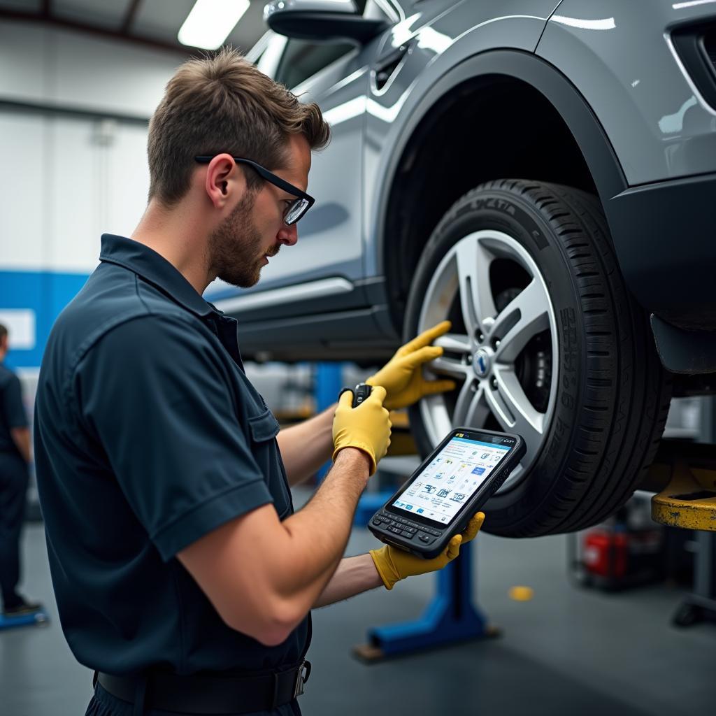 Mechanic Inspecting a Car in Perth