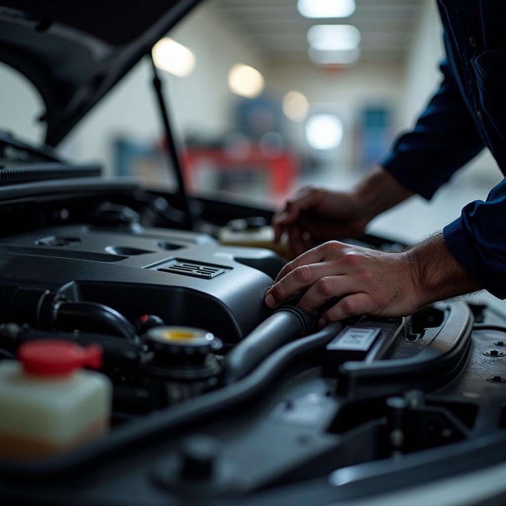 Mechanic Inspecting Car Engine in NR Colony