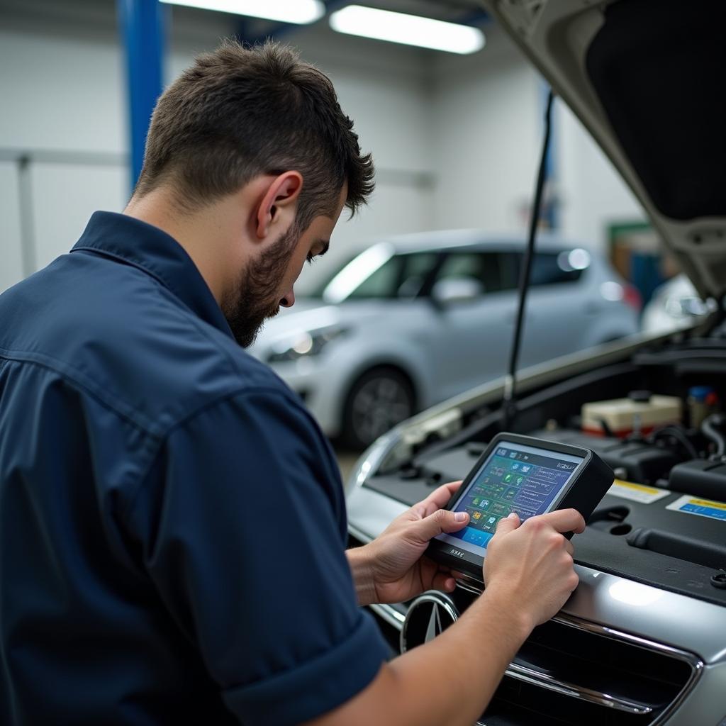 Experienced Mechanic Inspecting a Car in Mylapore