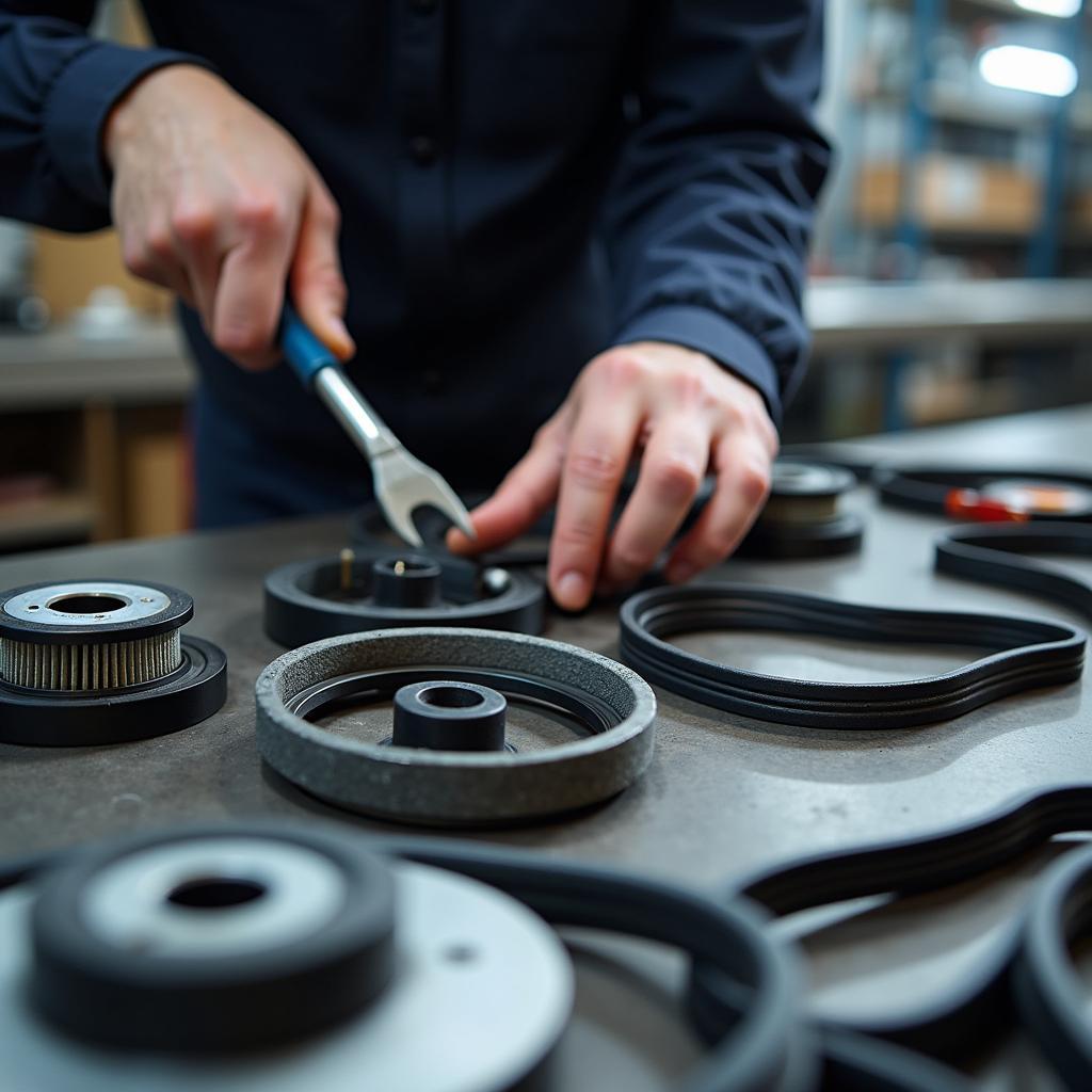 Mechanic Inspecting Car Parts for Quality