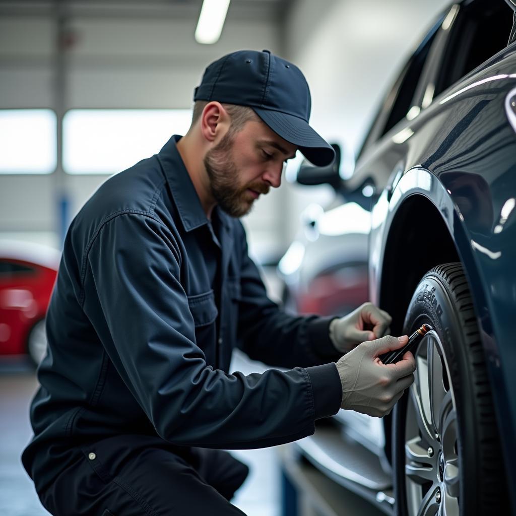 Mechanic Inspecting a Used Car Before Purchase