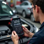 Mechanic Performing a Car Battery Load Test