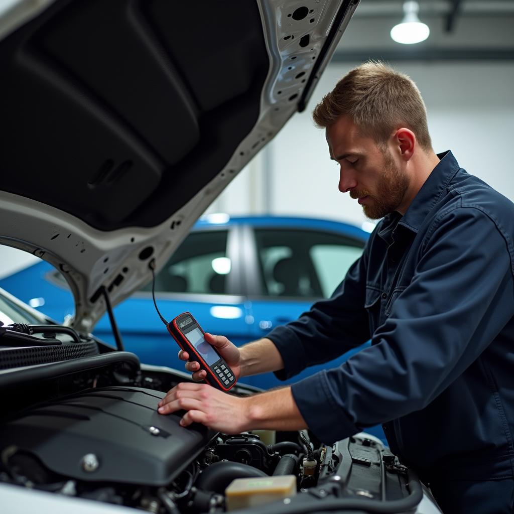 Mechanic Performing Car Diagnostics