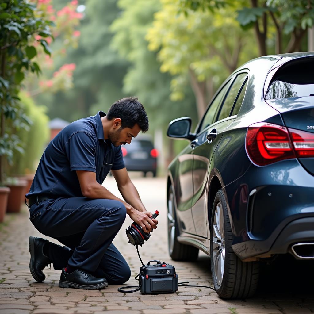 Mechanic Performing Car Home Service in Bangalore ITPL