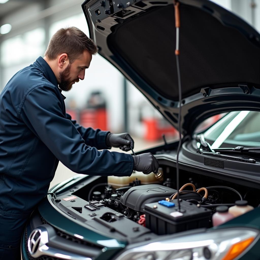 Mechanic Performing a Thorough Car Inspection