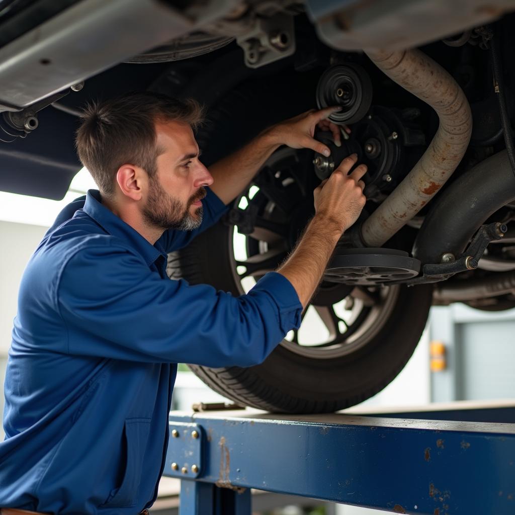 Mechanic Performing Car Maintenance