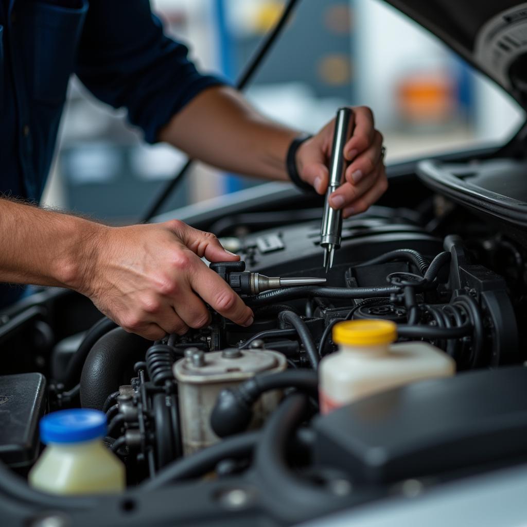 Mechanic Performing Car Maintenance