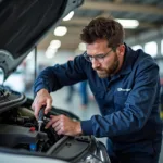 Mechanic Performing a Car Service