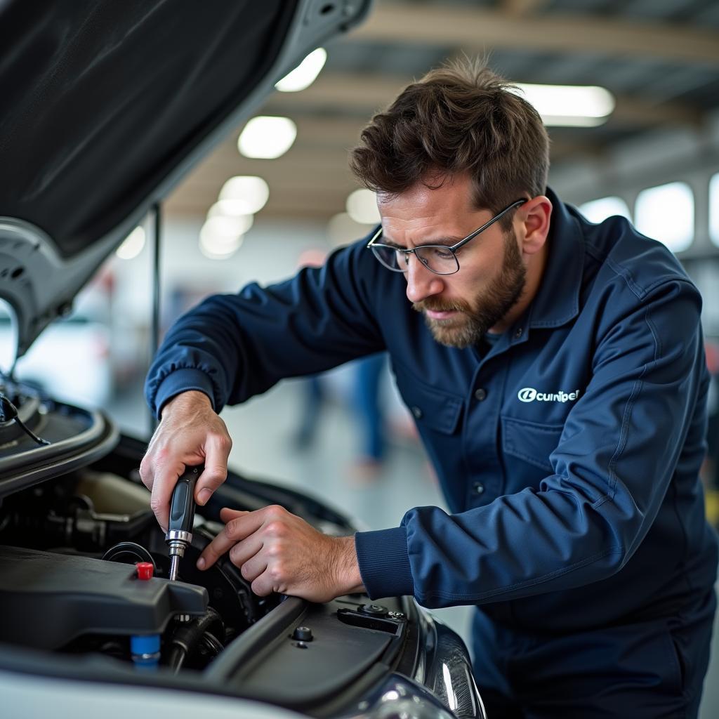 Mechanic Performing a Car Service