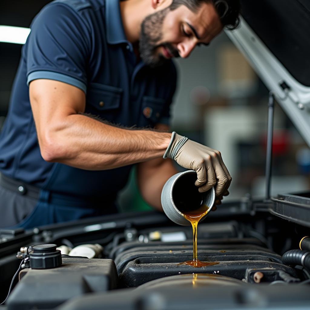 Mechanic Performing Oil Change Service