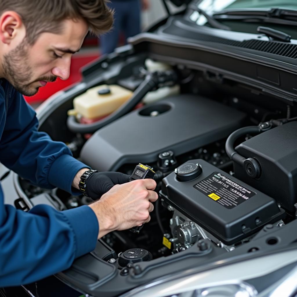 Mechanic Performing PMS on a Car