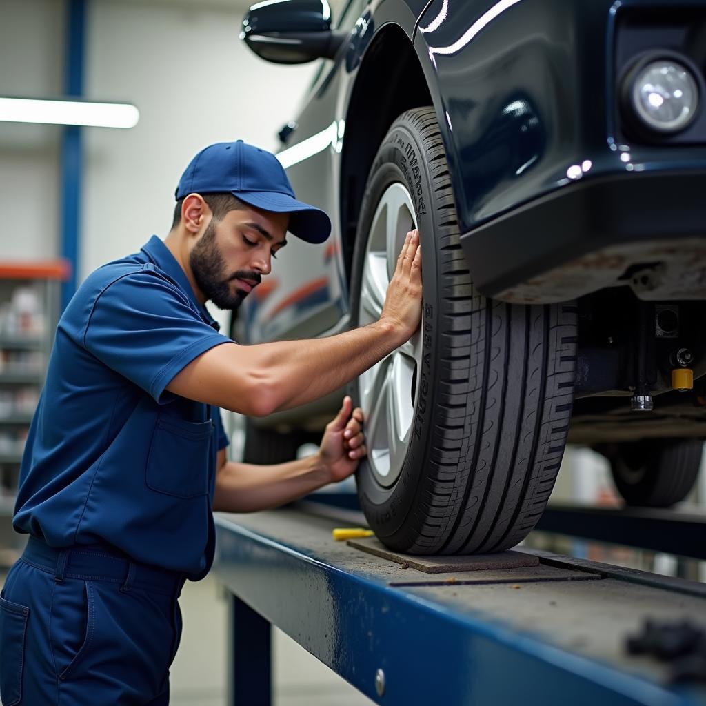 Mechanic Performing Routine Car Maintenance in Hyderabad