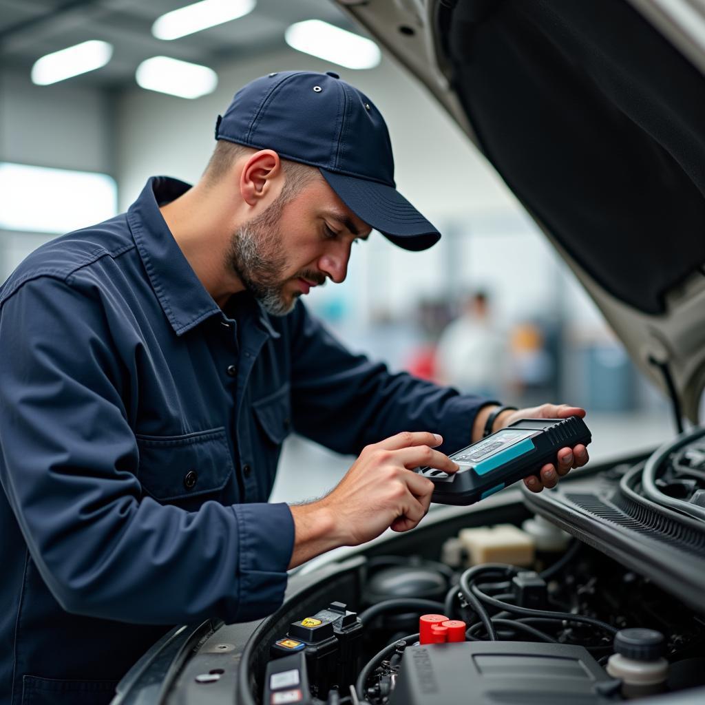 Mechanic Performing Routine Car Maintenance Checkup