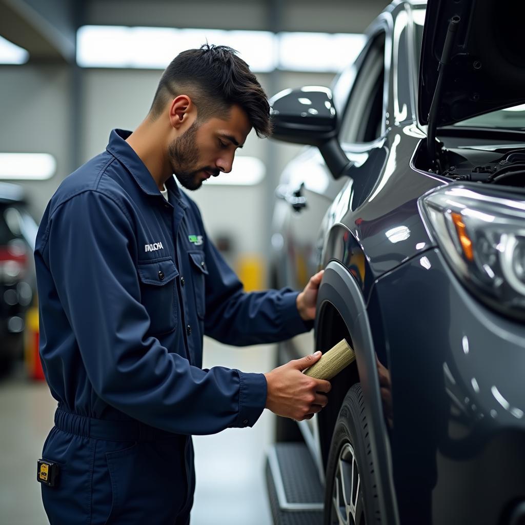 Mechanic Performing Routine Car Maintenance in Khadki