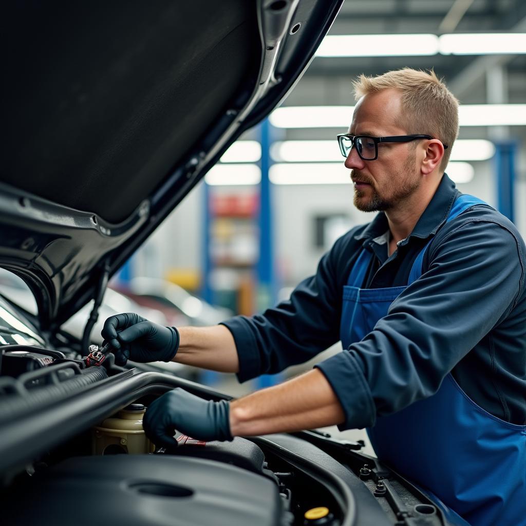 Mechanic Performing Routine Car Service