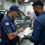 Mechanic Reviewing Car Service Records in Chennai