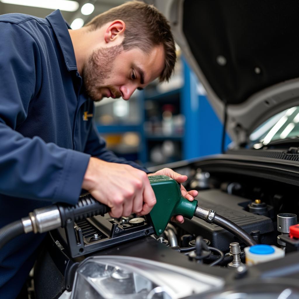 Professional Servicing a Car Gas Kit